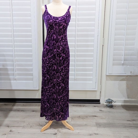 Rare Vintage LINDA HARRIS Purple Dress Silk Velvet Lined Mermaid style - S/M - Picture 1 of 16